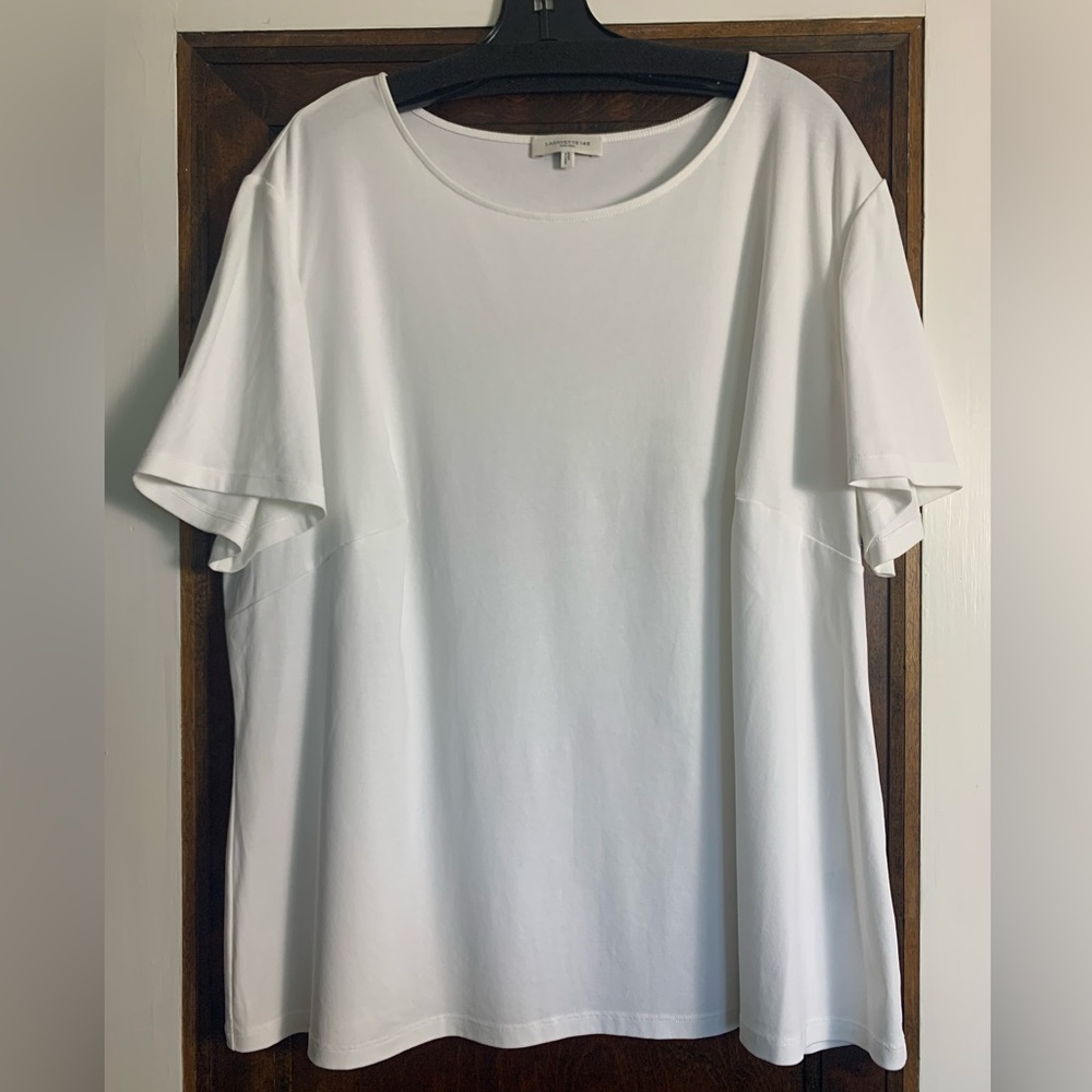 Excellent Condition Lafayette 148 NY Cotton Rib Crew Neck T-Shirt – 3X in White - Picture 5 of 9